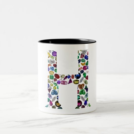 Letter H Monogram Zweifarbige Tasse (Mittel)