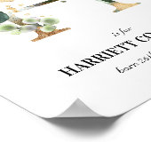 Letter H New Baby Monogram Birth Print Greenery Poster (Ecke)