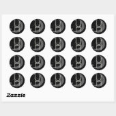 Letter H Rune Rune Monogram Geometric Moon Black Runder Aufkleber (Blatt)