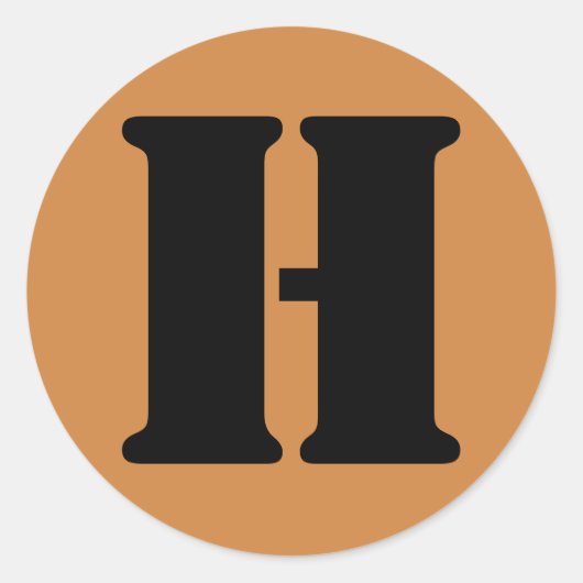 Letter H Stencil Alphabet von Janz Peru Gold Runder Aufkleber (Vorderseite)