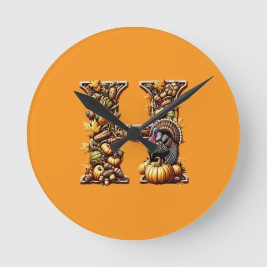 Letter H Thanksgiving gift style Runde Wanduhr (Vorderseite)
