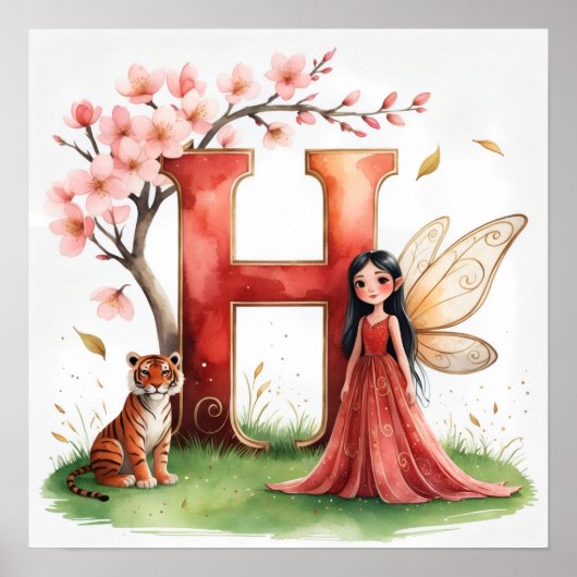 Letter H Tiger Fairy Poster - Alphabet Art (Vorne)
