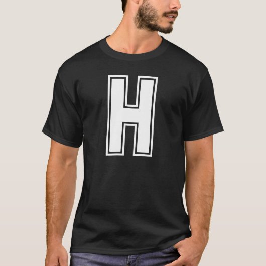 Letter H University Style Personalisiert Alphabet T-Shirt (Vorderseite)