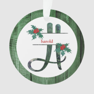*~* Letter H Weihnachtsfest FOTO Rustikales Holz A Ornament