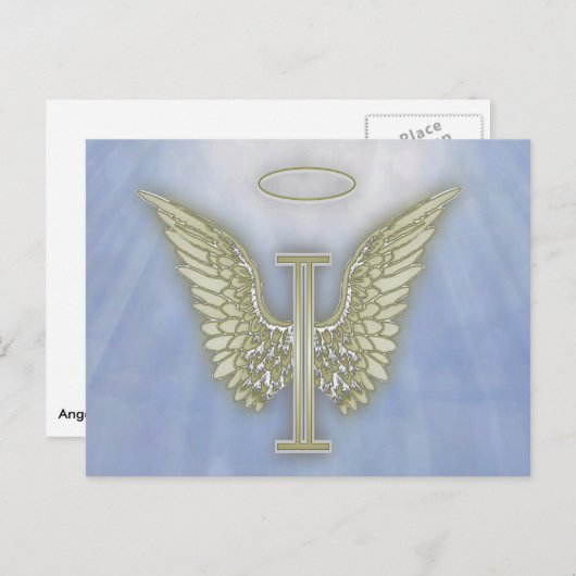 Letter I Angel Monogram Postkarte (Vorne/Hinten)
