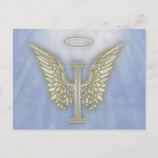 Letter I Angel Monogram Postkarte (Vorderseite)