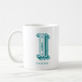 Letter I Aquamarin Monogram Modern Name Kaffeetasse (Links)