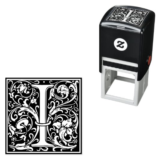 Letter I Art Nouveau Schwarz/Weiß Tile Permastempel (Beispiel)