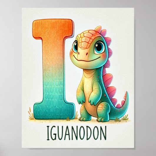 Letter I, Dinosaur Alphabet Watercolor Poster (Vorne)