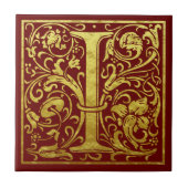 Letter I First Letter Imitats Gold Red Fliese (Vorderseite)