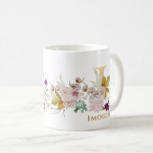 Letter I - Gold Floral Name Schwesterfreund Kaffeetasse (VorderseiteRechts)