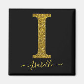 Letter I Gold Glitzer Magnet (Vorne)
