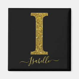 Letter I Gold Glitzer Magnet
