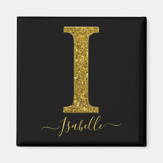 Letter I Gold Glitzer Magnet (Vorne)