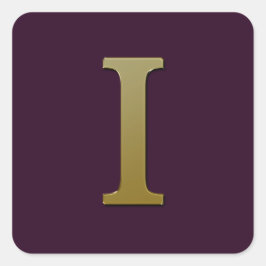 Letter I Gold Square Sticker
