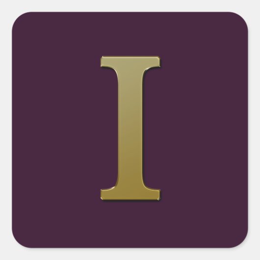Letter I Gold Square Sticker (Vorderseite)