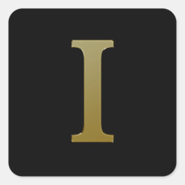 Letter I Gold Square Sticker