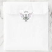 Letter I Initial Monogram mit Angel Wings & Halo Quadratischer Aufkleber (Tasche)