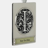 Letter I Medival Monogram Art Nouveau Banner-Ornament Silber (Rechts)