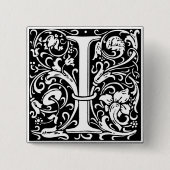 Letter I Medival Monogram Art Nouveau Button (Vorderseite)