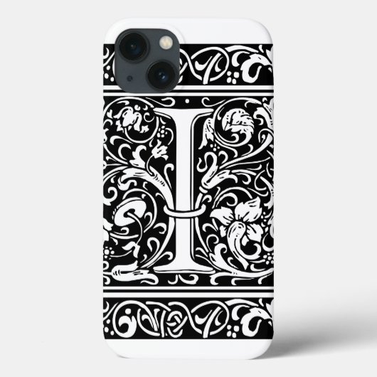 Letter I Medival Monogram Art Nouveau Case-Mate iPhone Hülle (Rückseite)