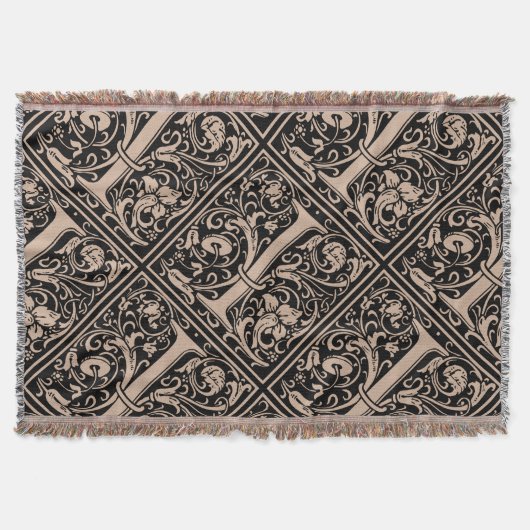 Letter I Medival Monogram Art Nouveau Decke (Vorderseite)