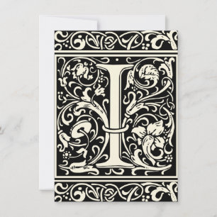 Letter I Medival Monogram Art Nouveau Einladung