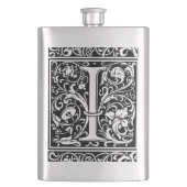 Letter I Medival Monogram Art Nouveau Flachmann (Vorderseite)