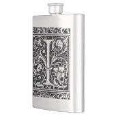 Letter I Medival Monogram Art Nouveau Flachmann (Links)