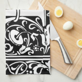 Letter I Medival Monogram Art Nouveau Geschirrtuch (Viertel Falte)