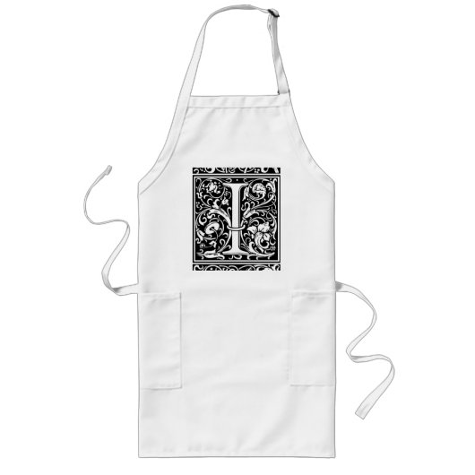 Letter I Medival Monogram Art Nouveau Lange Schürze (Vorne)