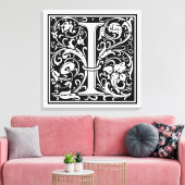 Letter I Medival Monogram Art Nouveau Leinwanddruck (Insitu (Wohnzimmer))