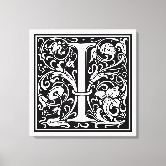 Letter I Medival Monogram Art Nouveau Leinwanddruck (Vorderseite)