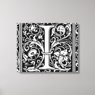 Letter I Medival Monogram Art Nouveau Leinwanddruck