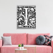 Letter I Medival Monogram Art Nouveau Leinwanddruck (Insitu (Wohnzimmer))