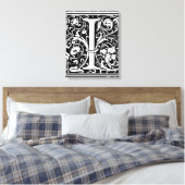 Letter I Medival Monogram Art Nouveau Leinwanddruck (Insitu (Schlafzimmer))