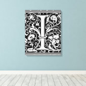Letter I Medival Monogram Art Nouveau Leinwanddruck (Insitu (Holzboden))