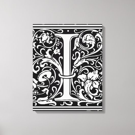 Letter I Medival Monogram Art Nouveau Leinwanddruck (Vorderseite)
