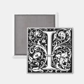Letter I Medival Monogram Art Nouveau Magnet (Vorderseite/Rückseite)