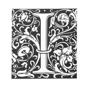 Letter I Medival Monogram Art Nouveau Notizblock