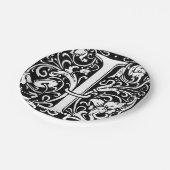 Letter I Medival Monogram Art Nouveau Pappteller (Schrägansicht)
