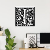 Letter I Medival Monogram Art Nouveau Poster (Heimbüro)
