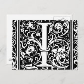 Letter I Medival Monogram Art Nouveau Postkarte (Vorne/Hinten)
