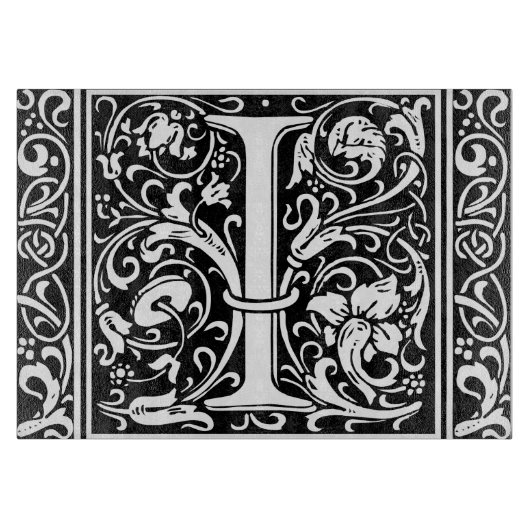 Letter I Medival Monogram Art Nouveau Schneidebrett (Vorderseite)
