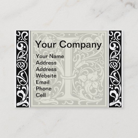 Letter I Medival Monogram Art Nouveau Visitenkarte (Vorderseite)