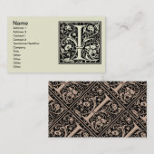 Letter I Medival Monogram Art Nouveau Visitenkarte (Vorne/Hinten)
