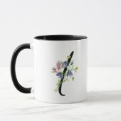 Letter " I " Mit Monogramm Black Script Floral Tasse (Links)