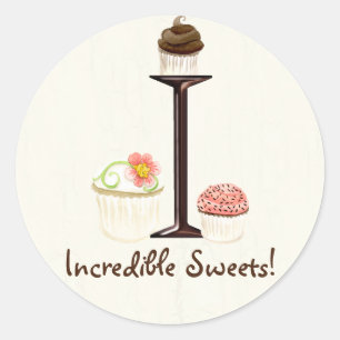Letter I Monogram Cupcake Logo-Aufkleber Runder Aufkleber