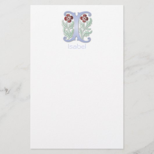 Letter I Monogram-Lilie Briefpapier (Vorderseite)