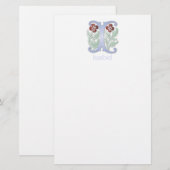 Letter I Monogram-Lilie Briefpapier (Vorne/Hinten)